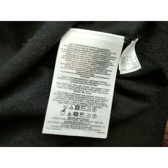 Brooks Brothers Sweater Men's Medium Black Extra Fine Merino Wool V Neck - Picture 3 of 10